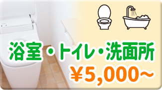 浴室・トイレ・洗面所クリーニング　5,000円〜